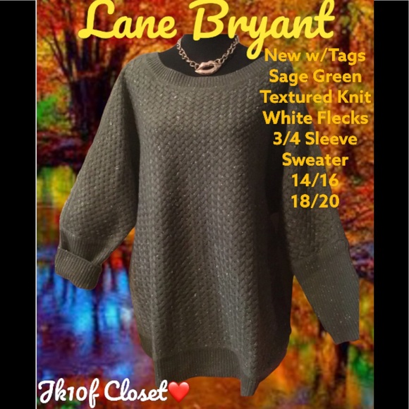 🌻NWT LANE BRYANT 14/16 SAGE GREEN TEXTURED SWEATER - Picture 1 of 14